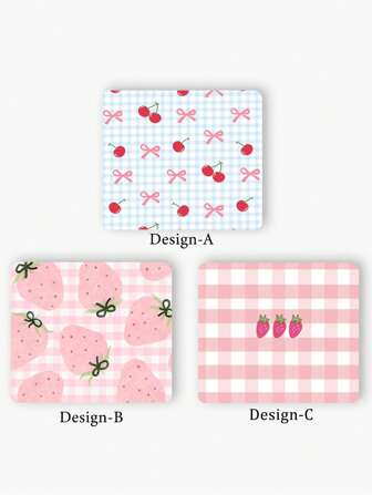 Kawaii Tapis de souris avec motif cerise, fraise, nœud, antidérapant, imperméable, épaissi