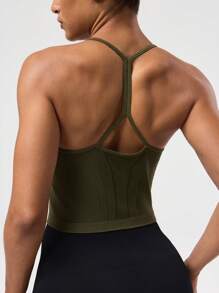 Seamluxe SHEIN Sport Women Solid Color Seamless Racerback Sports Top