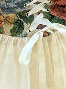 Flirla Plus Size Women Summer Casual Eyelet Front Tie Short Sleeve Shirt - Multicolor - View 7