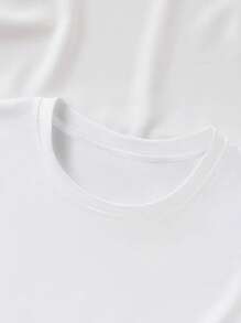 "Talk To Me In The Afternoon" Inspirational Quote Printed Short Sleeve Round Neck T-Shirt For Women, Spring/Summer - White - View 3