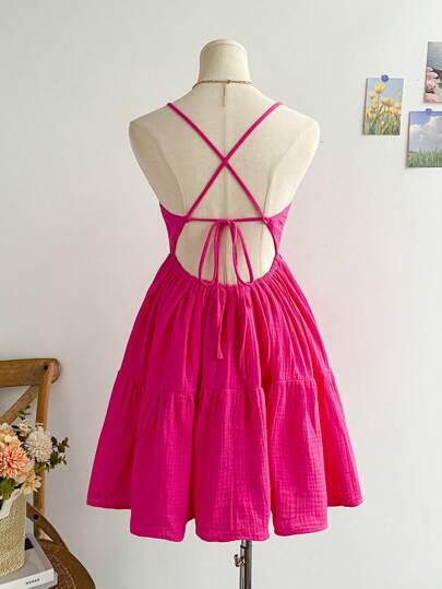 Soleia Criss Cross Open Back Cami Dress