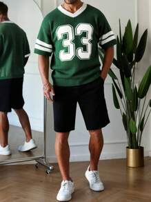 Manfinity Homme Men's Knitted Pullover, Fashionable For Summer - Dark Green - View 3