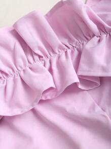 Sweetra Nuova Blusa di Arrivo di Stile Francese Rosa, con Volant Festone, Senza Spalline, Sexy, Ideale per Primavera/Estate