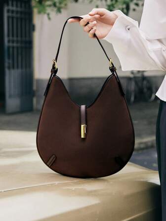 SHECARRY Women Shoulder Bags Suede Leather Autumn Winter School Travel Commute Work Elegance Exquisite, Suede Purse, Newest Fashionable Suede Bag For Women, Perfectly Matching With Fall Outfits Women Fall Clothes For Women