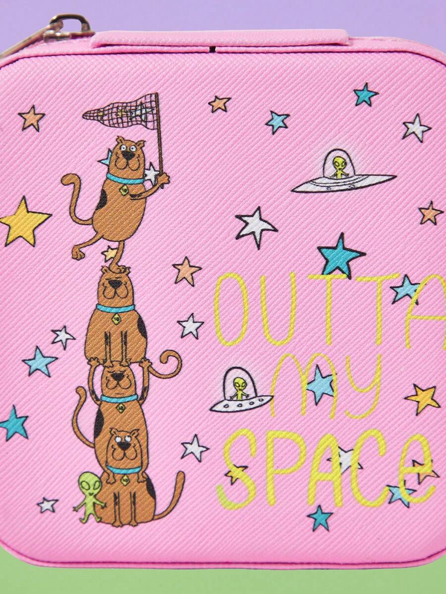 SCOOBY-DOO X SHEIN 时尚粉色卡通狗和星星印花珠宝盒 - 彩色 - 查看 1