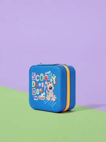 SCOOBY-DOO X SHEIN Blue Jewelry Box With Cheerful Cartoon Dog & Letter Print - Blue - View 4