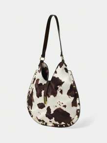 SHECARRY 女士时尚复古奶牛印花单肩包，女士复古包 - 彩色 - 查看 2