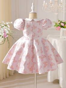 舞会礼服 年轻女孩 飘袖 收腰 蝴蝶结 面料 派对礼服 - 粉色 - 查看 2