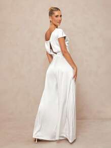 Lumalex Outing Summer Swimsuit Swimwear Swim Vacation Easter Bohemian BOHO Sea Beach Hot Outdoor Richly Layered Wedding Season Banquet Coming Of Age Ceremony Beach Seaside Asymmetric Off Shoulder Cinched Waist Extra Loose Women Jumpsuit - White - View 2