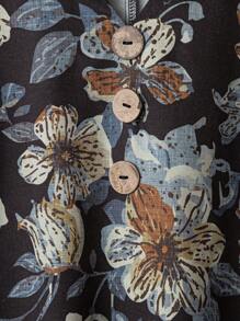 EMERY ROSE 2件套大码女士度假早春卡其色印花衬衫和裤子套装