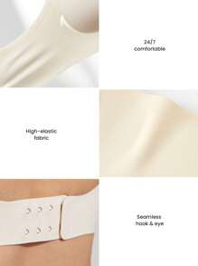 LUVLETTE Dream Curve 2ndSkin Wireless Seamless Plunge Lounge White Sticky Bra No Show Underwear