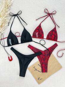 Swim Chiccia 全新豹纹高开叉露背比基尼套装