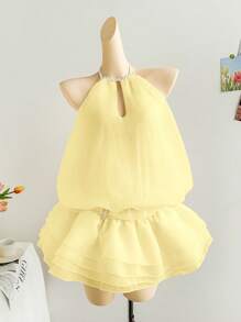 Soleia فستان قصير مزين بالشرائط واللؤلؤ مناسب للأجازة، المواعيد، عيد الحب، وحفلات الشاي بعد الظهر