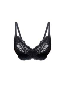 Áo ngực lót nữ (có gọng + ren chắp vá), thời trang tối giản, mặc thường ngày - màu đen - Xem 6