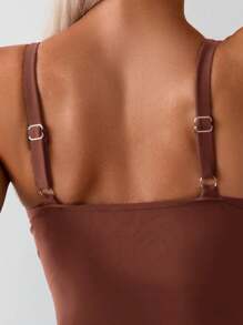 Swim Lushoire Women Holiday Beach Solid Color One-Piece Swimsuit For Summer Beach Vacation