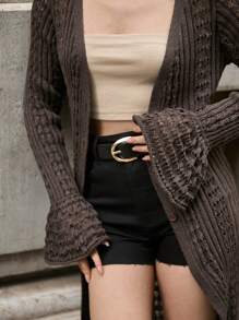 RueChic Women Kimono Long For Beachwear And Casual Hollow Out - Brown - View 7