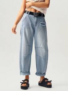 Bohemela 女士休闲节日梭织牛仔哈伦裤