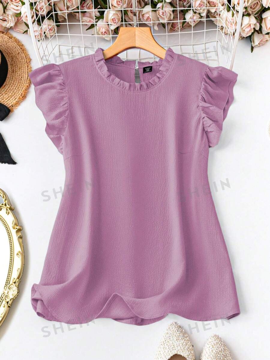 SHEIN LUNE Camisa sin mangas de talla grande de unicolor, de moda para el verano