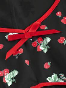 Sweetra 大码女式樱花印花甜心领短袖连衣裙，春秋季长款女装