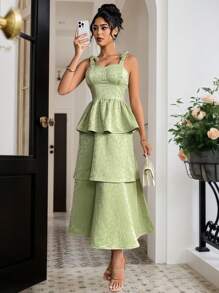 Women's Simple Elegant Light Green Maxi Slip Dress, Comfortable And Stylish