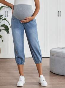 SHEIN Maternity Casual Fitted Capri Tapered Jeans,Beach For Maternity,Summer, Mother's Day,4th Of July,Graduation,Brunch