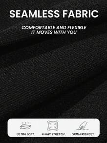 Seamluxe SHEIN Sport Women High Waisted Seamless Black Leggings - Black - View 6