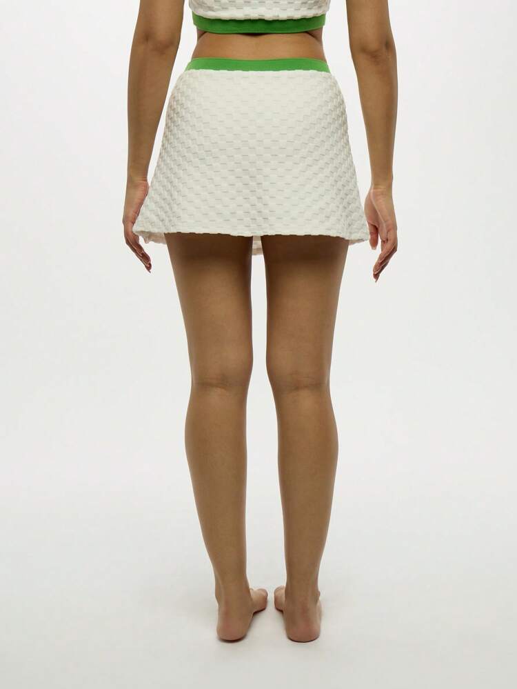 SUMWON WOMEN Towelling Waffle Texture Pleated Skater Skirt