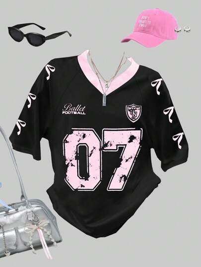 SHEIN ChillGRL Camiseta de manga corta estilo box rosa de deporte de verano para niñas preadolescentes