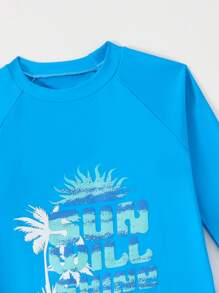 SHEIN Tween Boy Coconut Tree Print Swimwear Set, Holiday Beach - Multicolor - View 4