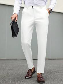 Manfinity Mode Plain Suit Pants For Men, Suitable For Commuting, Leisure And Business Travel,Suitable For New Year Holidays, Gift For Boyfriend