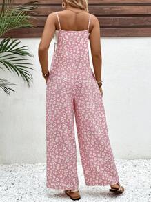 SHEIN Maternity Floral Print Jumpsuit, Casual For Vacation