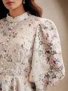 Anewsta Elegantes Blumenspitzen-Minikleid für Frauen, inspiriert von Festivals/Feiertagen/Ostern, geeignet für Frühling/Sommer