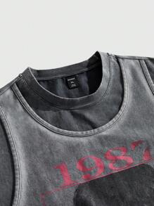 ROMWE MEN Grunge Punk Camiseta de manga corta casual de verano para hombres con estampado de retrato y letras