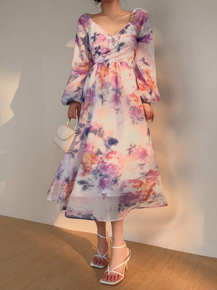 Women Mid-Length Long Sleeve Casual Dress, Suitable For Fall Dress