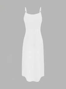 SHEIN EZwear Women's Fashion Long Solid Color Top, Suitable For Summer - White - View 5