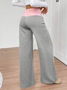 INAWLY Women's Casual Color Block Low Waist Bell-Bottom Sweatpants Graduation,Back To School Outfits,Graduation,Teacher Outfits For Women,Back To School Fall Cloth For Women