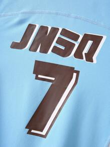 SHEIN Tween Girls Back To School Outdoor Sports Short Sleeve T-Shirt, Children's Round Neck Four-Needle Six-Thread Seamless Contrast Color Outdoor Sports Short Sleeve Top - Blue - View 9