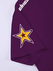 Manfinity Campus Court 宽松男士数码印花短袖 T 恤 - 紫色 - 查看 5