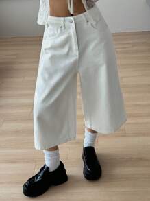 DAZY Women's White Loose Casual Straight Leg Cropped Jeans - White - View 1