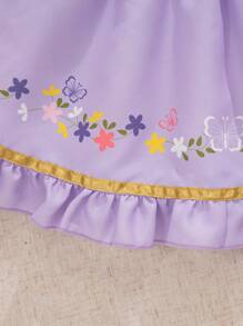 SHEIN 2pcs/Set Girls Vintage French School Style Sailor Top + Pleated Skirt Suit, Contrast Color Collar & Puff Sleeves, Cute & Sweet For Summer - Purple - View 7