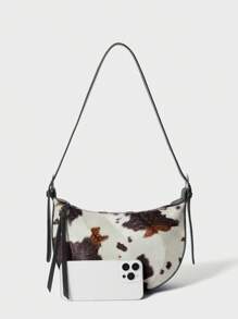 SHECARRY Women Fashion Casual Cow Print Shoulder Bag, Casual Cow Print Pattern Purse For Women