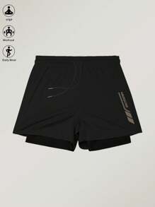 Manfinity Sport Corelite 1 pieza Pantalones cortos deportivos para hombre, pantalones cortos de fitness para hombre, pantalones cortos de entrenamiento para hombre, transpirables y cómodos, pantalones cortos de hombre, pantalones deportivos, pantalones - Negro - Ver 3