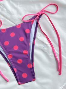 SHEIN Swim Polka Dot Print Two Pieces Swimwear For Beach Vacation, Random Print For Summer - Multicolor - View 4