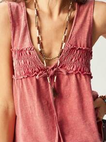 Bohemela Camiseta de tirantes de punto de ajuste ceñido y cuello en V de unicolor para mujer