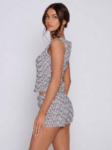 MUSERA Textured Sleeveless Crop Top Spring Summer Casual Holiday - Grey - View 3