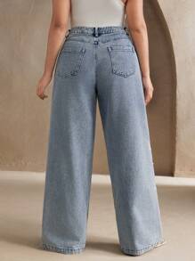 Anewsta Pantalón largo elegante con bordado floral para mujer de talla grande, diseño urbano y sofisticado