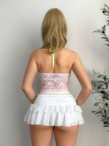 EgrlEra Bubble-Spitzen-Halskragen Einfarbig, modische Spitzenausführung, geeignet für den Sommer - Pink - Übersicht 2