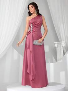 Coutiva 全新时尚优雅修身不对称领口无袖礼服、派对礼服、长袍、晚礼服、婚礼宾客礼服