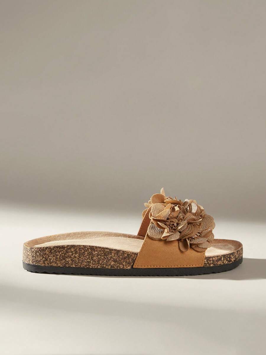 Solecia Pantuflas planas versátiles y sencillas para mujer - Marrón - Ver 1