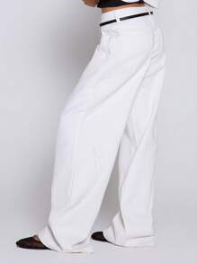 MUSERA Low Rise Straight Leg Pocketed Denim Jeans With Belt Loops Only Spring Summer
